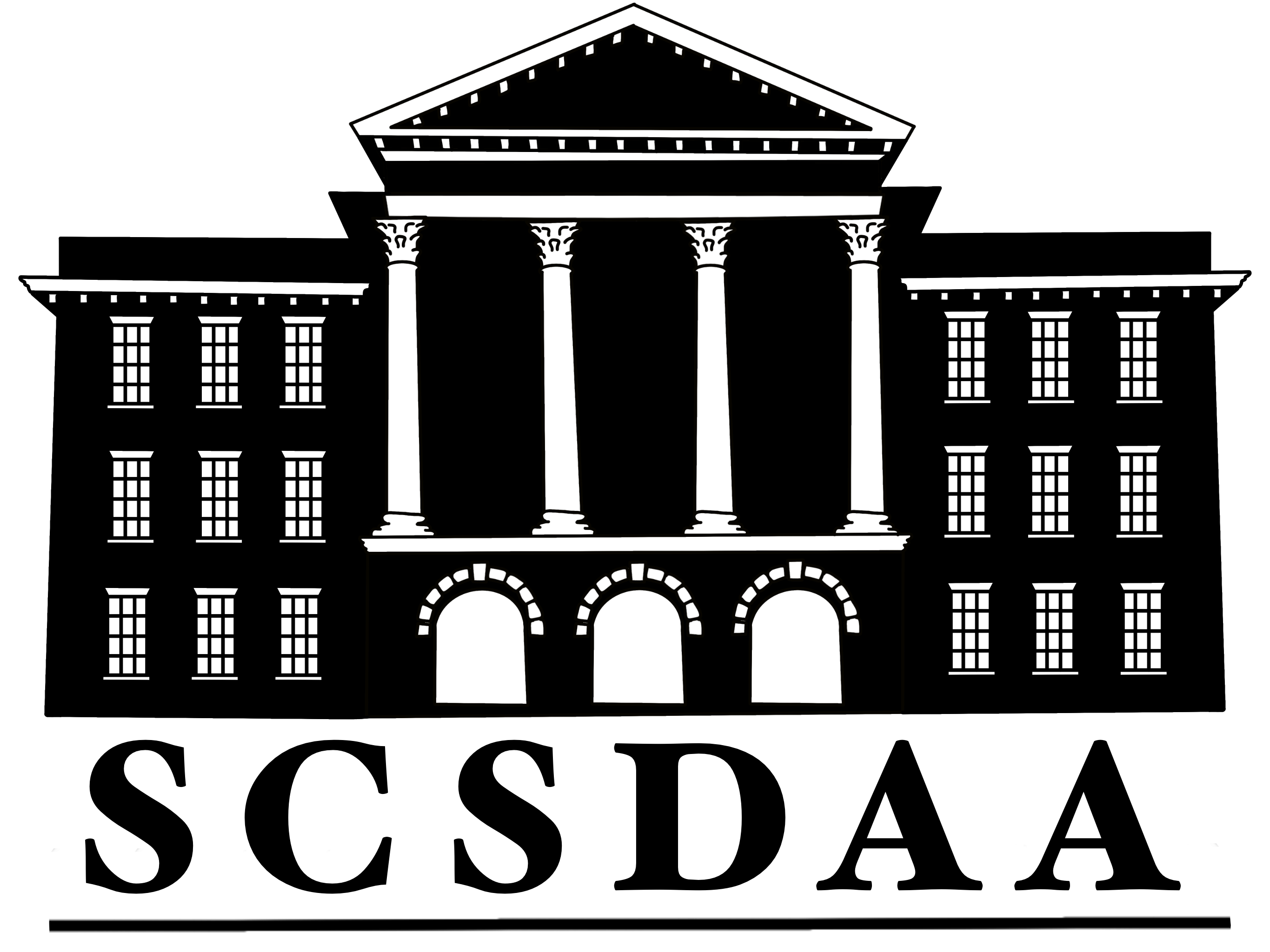 Main logo of the historic Walker Hall with "SCSDAA" underneath the building.